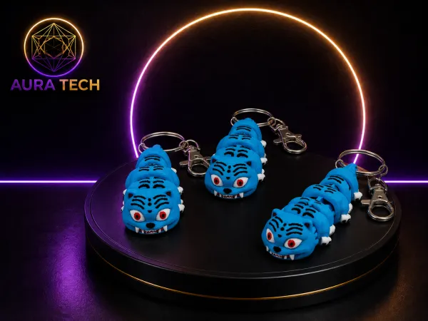 Chaveiro Articulado Tigre Estilizado | Impressão 3D de Alta Precisão | Aura Tech