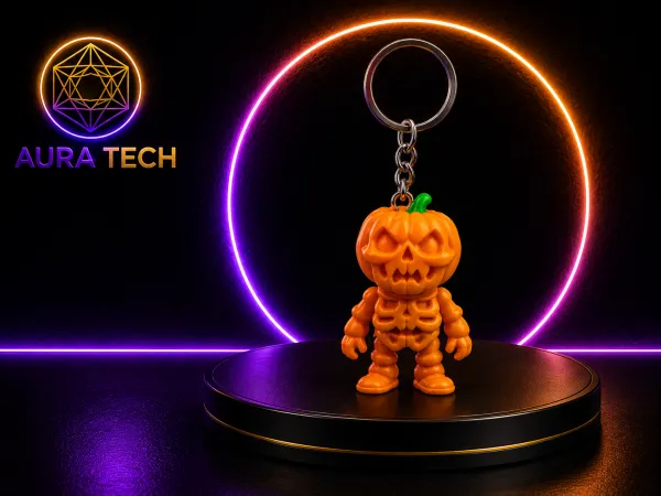Chaveiro Abóbora Halloween 3D – Mini Esqueleto Decorativo Colecionável