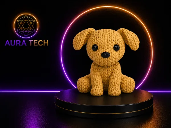 Chaveiro Cachorrinho Fofo Aura Tech | Design Crochê 3D Inovador e Aconchegante