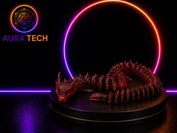 Dragão Articuladmeo Flexível Aura Tech: Escultura Mística com Movinto!