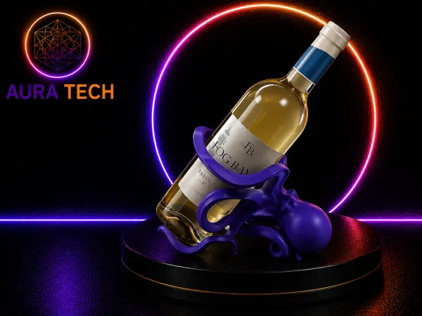 Porta-Garrafas Polvo Flutuante Aura Tech | Suporte de Vinho Design Único e Divertido
