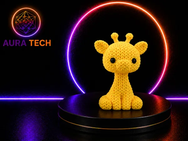 Girafa Fofinha Knit Aura Tech: Charme Artesanal para Sua Casa