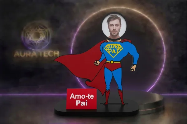 Porta-Retrato Super-Herói 'Super Pai' | Impressão 3D de Alta Precisão | Aura Tech