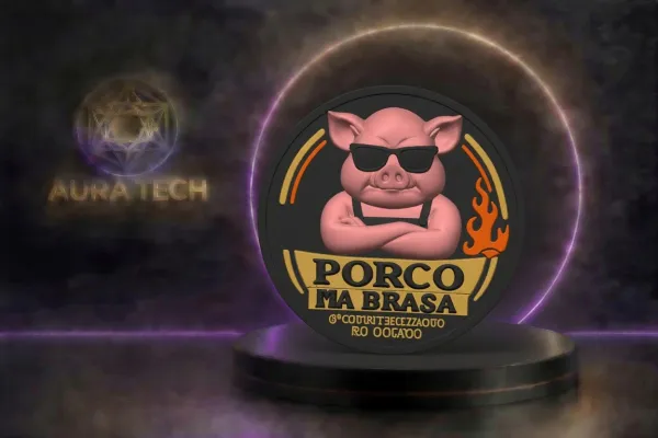 Imã geladeira Porco na Brasa