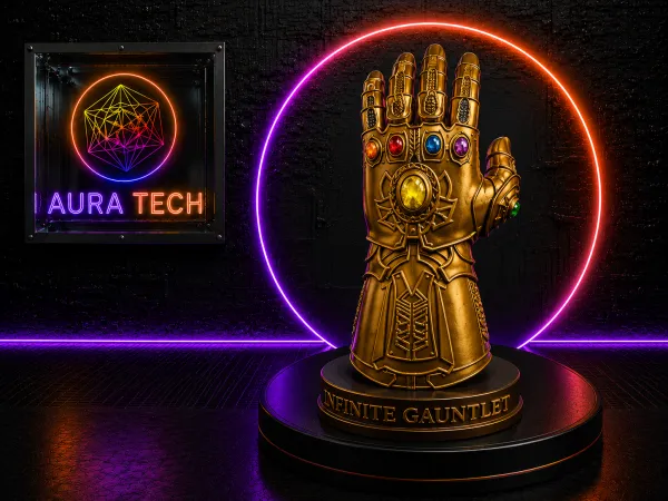 Réplica Manopla do Infinito | Escultura Impressa em 3D Premium | Aura Tech
