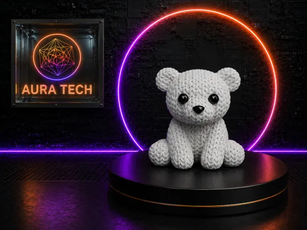 Urso Decorativo Textura Tricô Pintado | Impressão 3D de Alta Precisão | Aura Tech