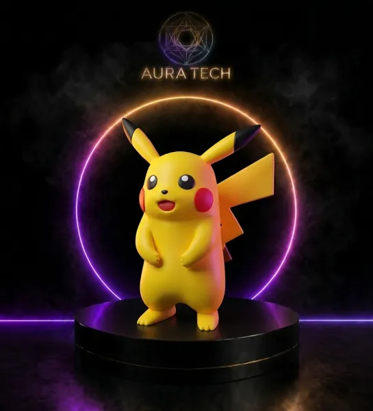 Estatueta Pikachu Impressa em 3D | Alta Fidelidade & Acabamento Premium | Aura Tech