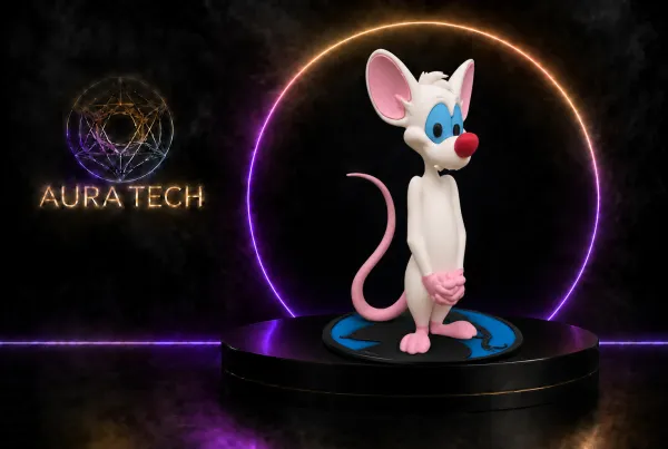 Boneco Pinky (Rato) | Colecionável Impresso em 3D Premium | Aura Tech
