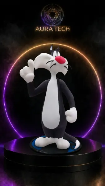 Estatueta Gato Frajola (Sylvester)15cm | Impressão 3D Alta Resolução | Aura Tech