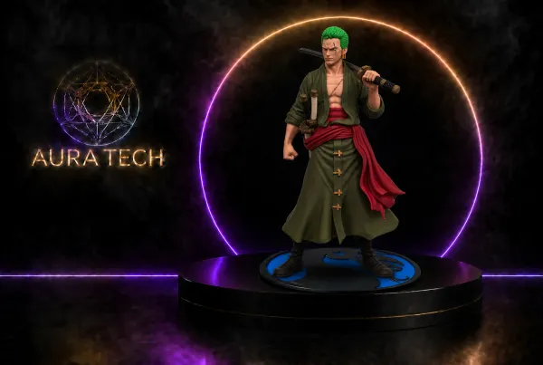 Boneco Roronoa Zoro | Colecionável One Piece Impresso 3D de Alta Precisão | Aura Tech