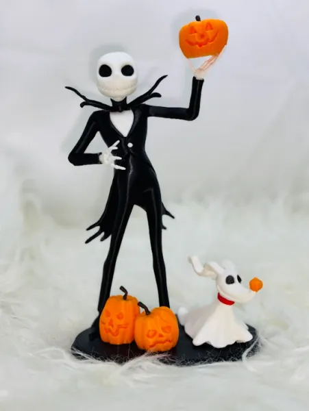 Boneco Decorativa Jack Skellington & Zero | Impressão 3D de Alta Precisão | Aura Tech