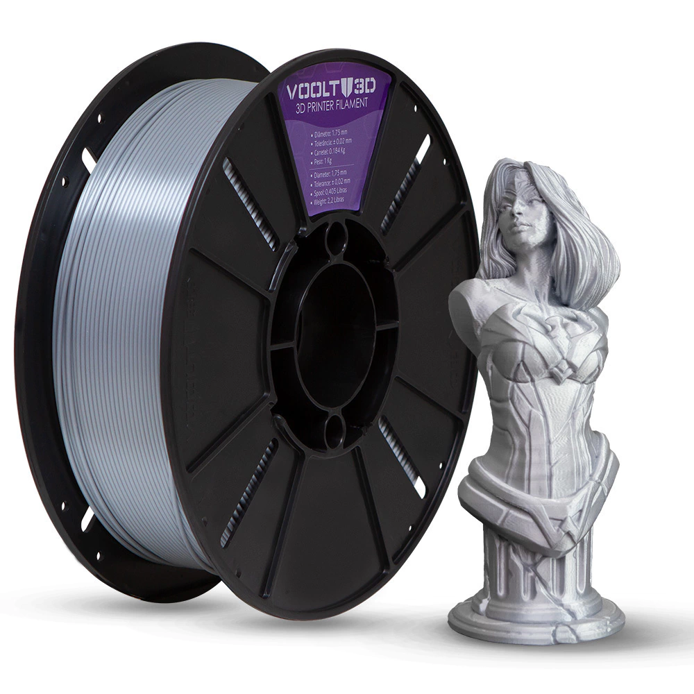 Filamento Voolt PLA Alumínio V-Silk - 1kg