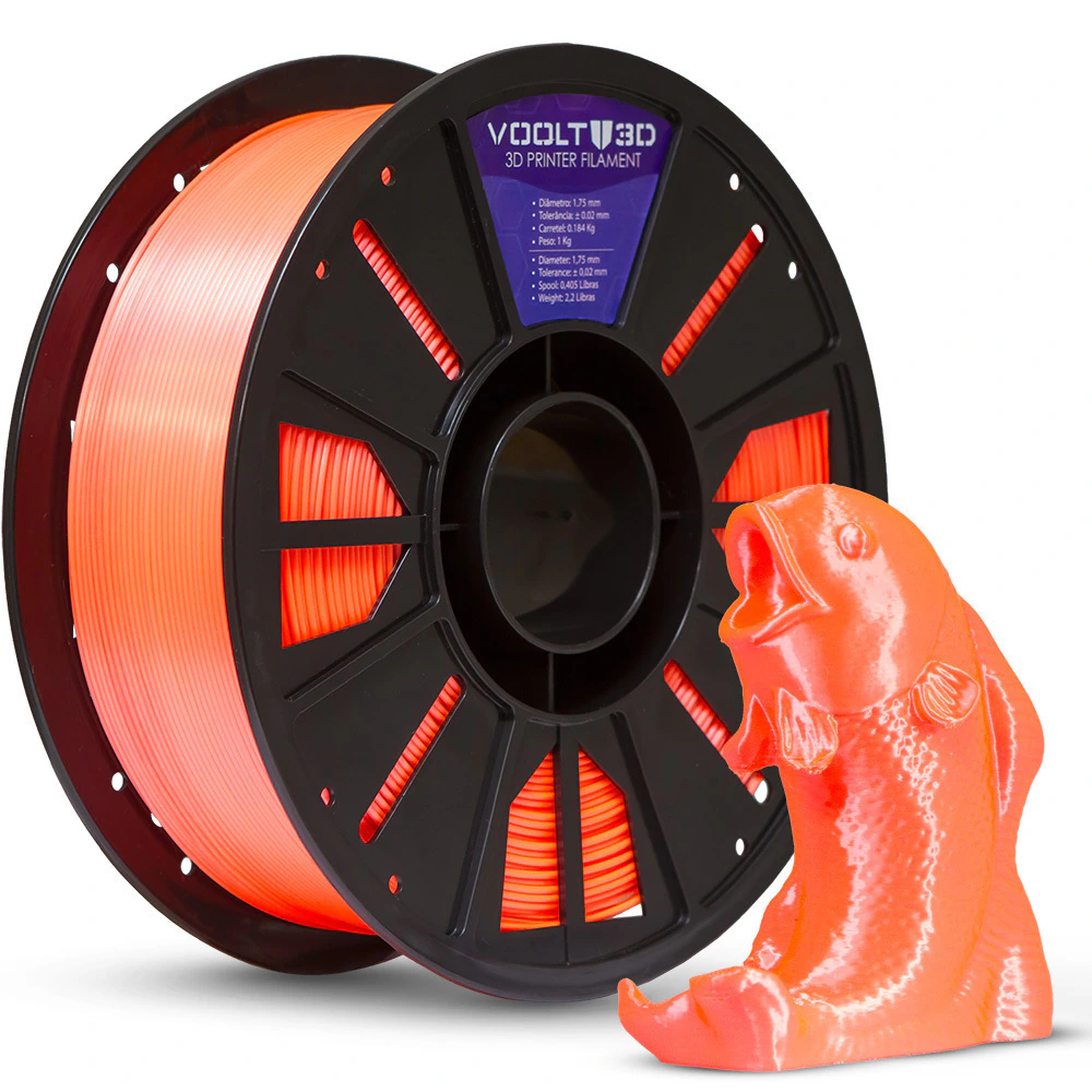 Filamento Voolt PLA Rosa Salmão Neon V-Silk - 1kg