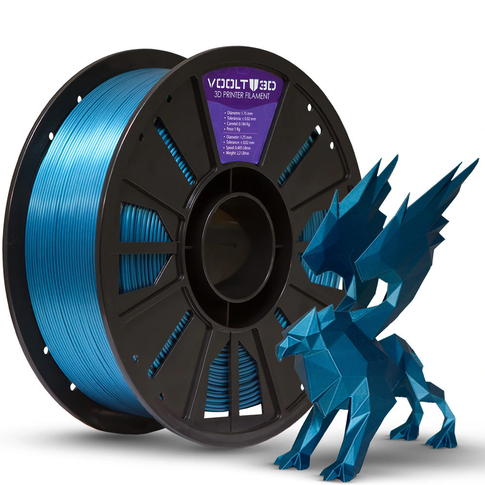 Filamento Voolt PLA Azul Metalizado V-Silk - 1kg