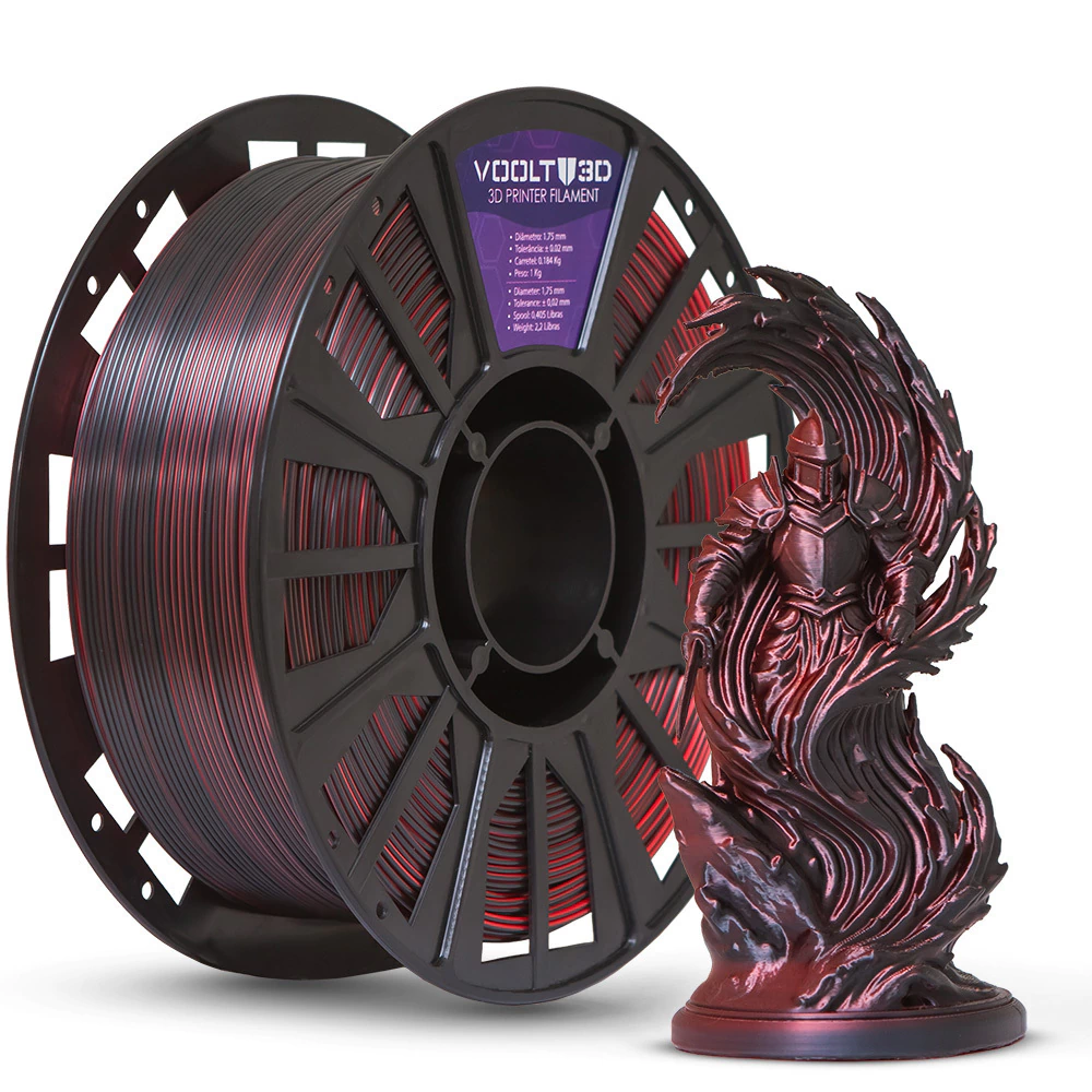 Filamento Voolt PLA Vermelho com Preto Duo Color Shadow - 1kg