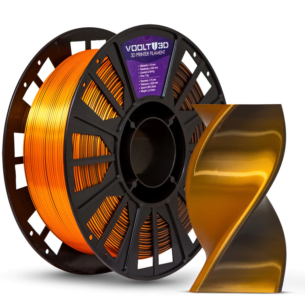 Filamento Voolt PLA Laranja com Preto Duo Color Shadow - 1kg