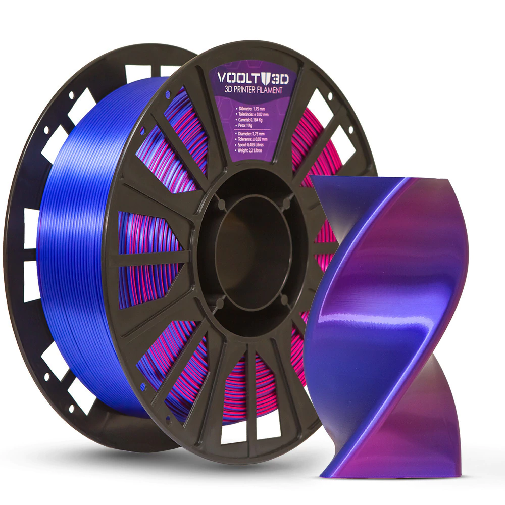 Filamento Voolt PLA Azul Safira com Ametista Duo Color Shadow - 1kg
