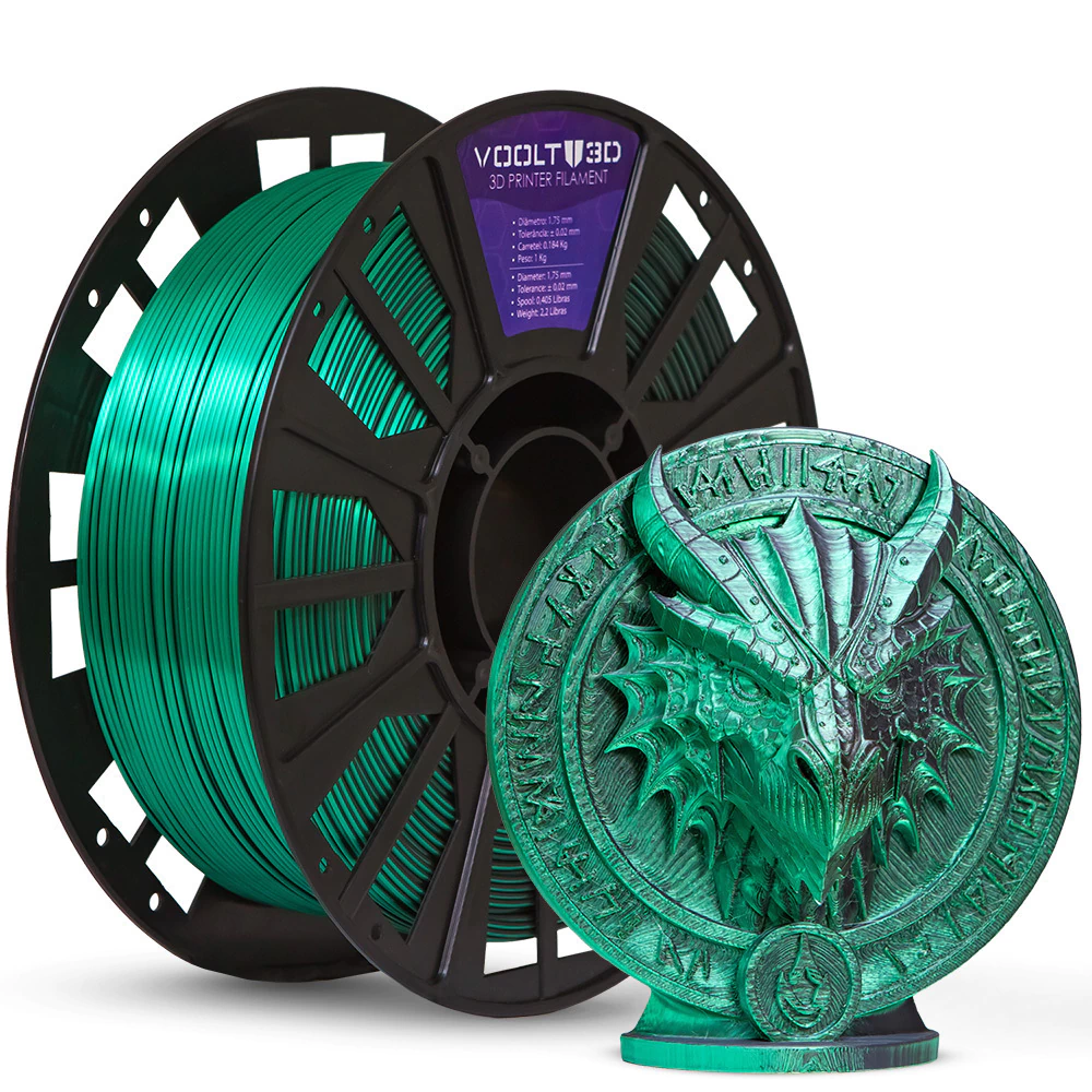 Filamento Voolt PLA Verde com Preto Duo Color Shadow - 1kg