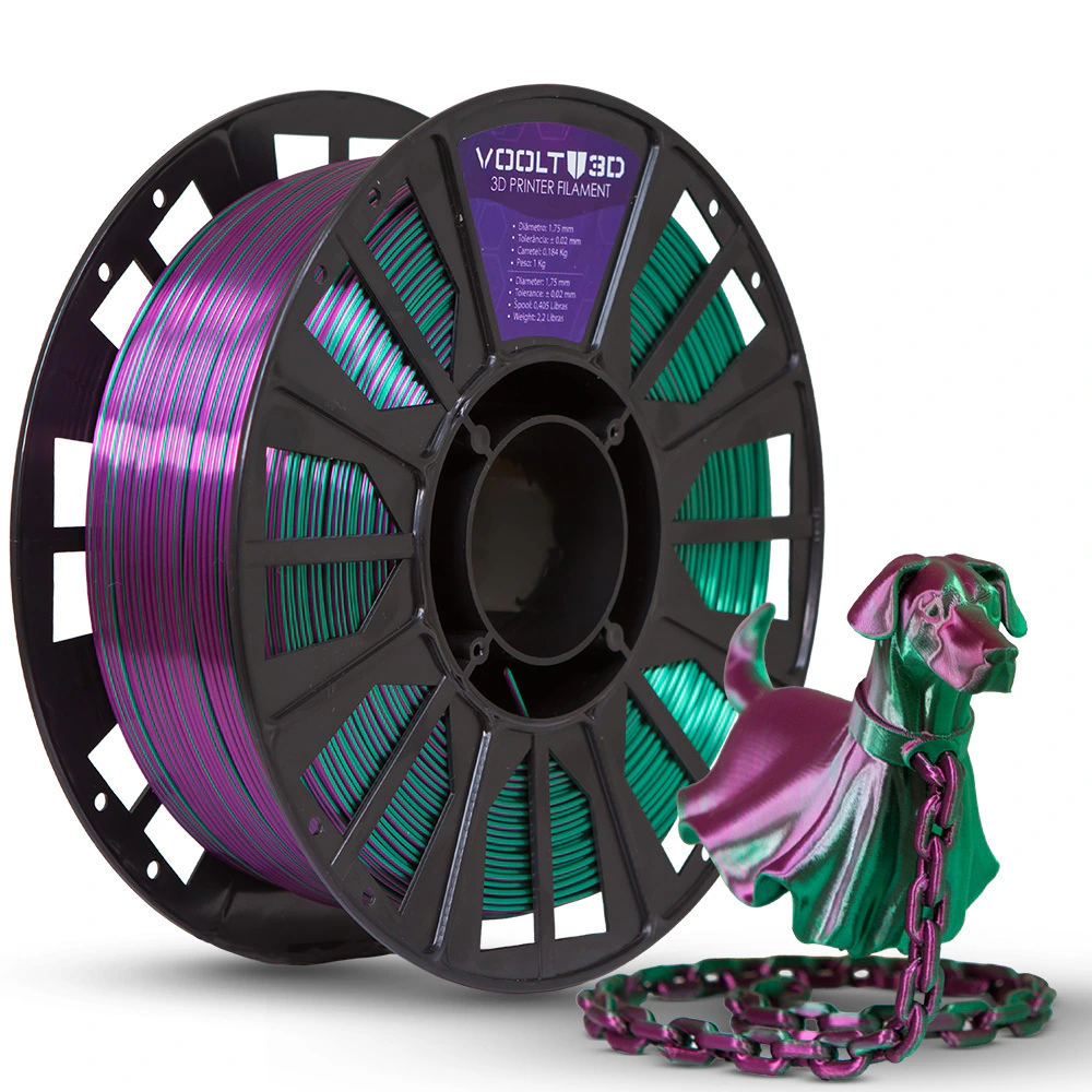 Filamento Voolt PLA Verde com Ametista Duo Color Shadow - 1kg