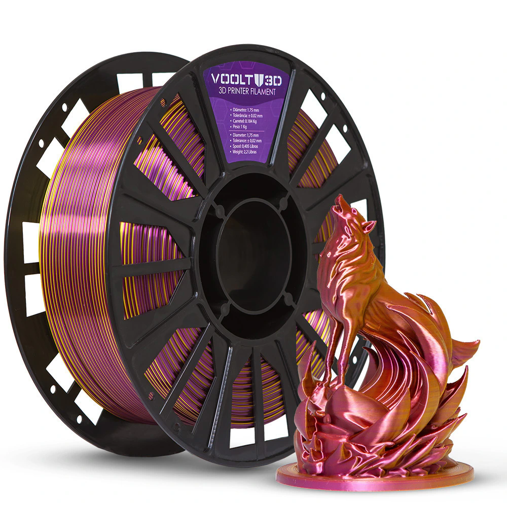 Filamento Voolt PLA Dourado com Ametista Duo Color Shadow - 1kg
