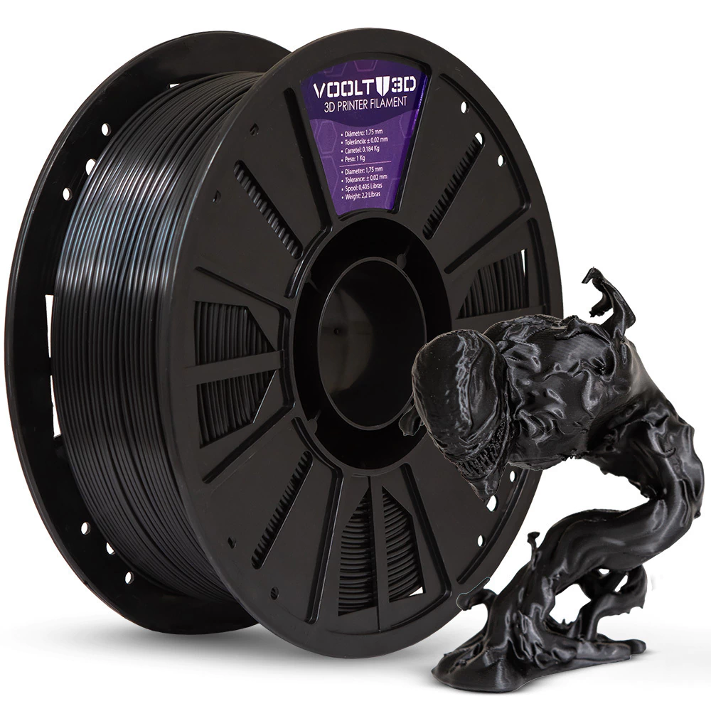 Filamento Voolt PLA Preto V-Silk - 1kg