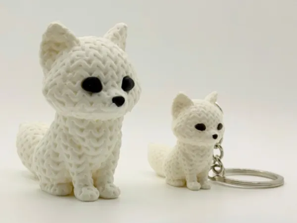 Raposa Ártica 3D Texturizada | Chaveiro e Decoração Fofa
