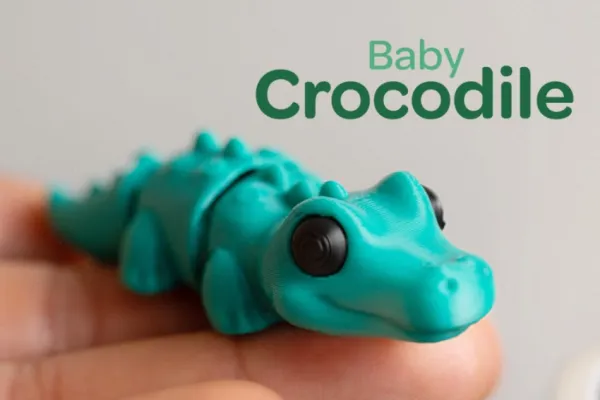 Baby Crocodilo Articulado Flexível | Brinquedo Colecionável em Impressão 3D