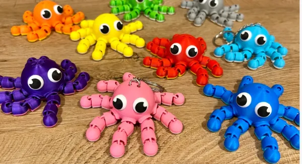 Chaveiro Polvo Articulado Fidget: O Anti-stress Colorido da Aura Tech!
