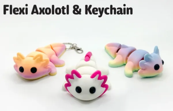 Flexi Axoloti Articulado | Chaveiro Fofo e Colorido